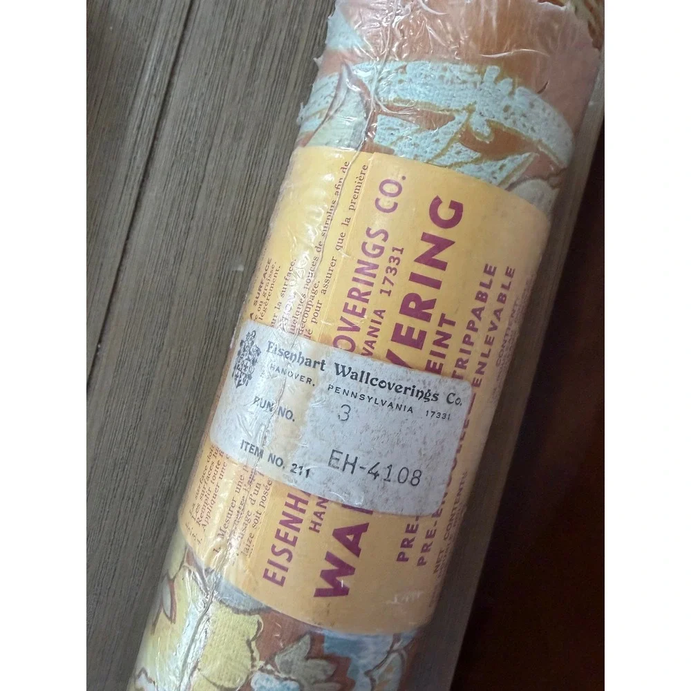Eisenhart Vintage Floral Bamboo Wallpaper Orange Yellow 3 Double Rolls EH-5887